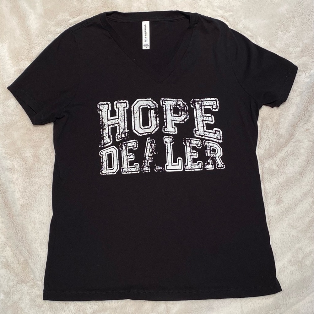 Hope Dealer Screen Printed Distressed V-Neck Tee